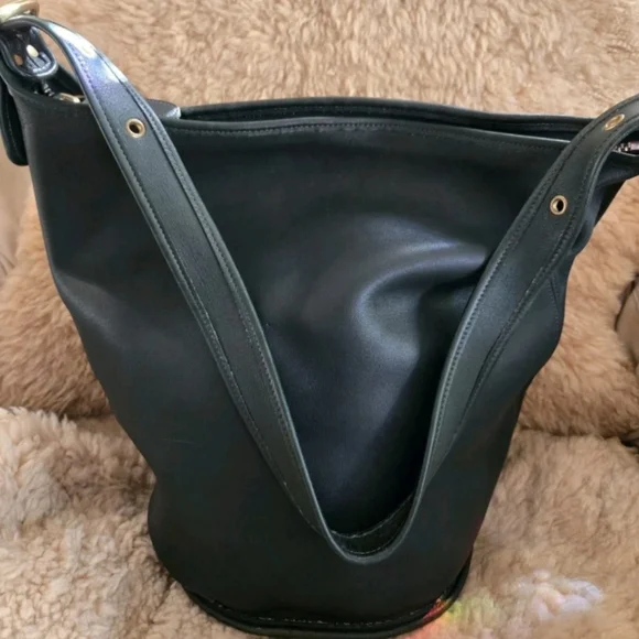 Coach Vintage Duffle Sac 9085 Forest Green Leather XL Feed Shoulder Bag 1994 USA - Picture 5 of 14